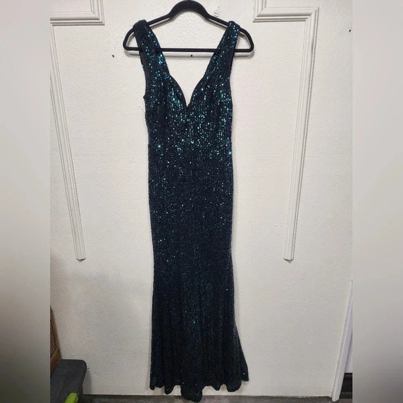 Lulus Forever Glam Emerald Green Sequin Mermaid Maxi Dress S Wedding Party Prom - Picture 7 of 12